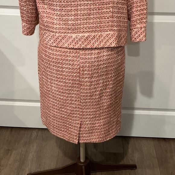 Logic Women’s Academia Career Pink Tweed Plaid Pencil Skirt Set Suit Size 10 - Picture 8 of 13